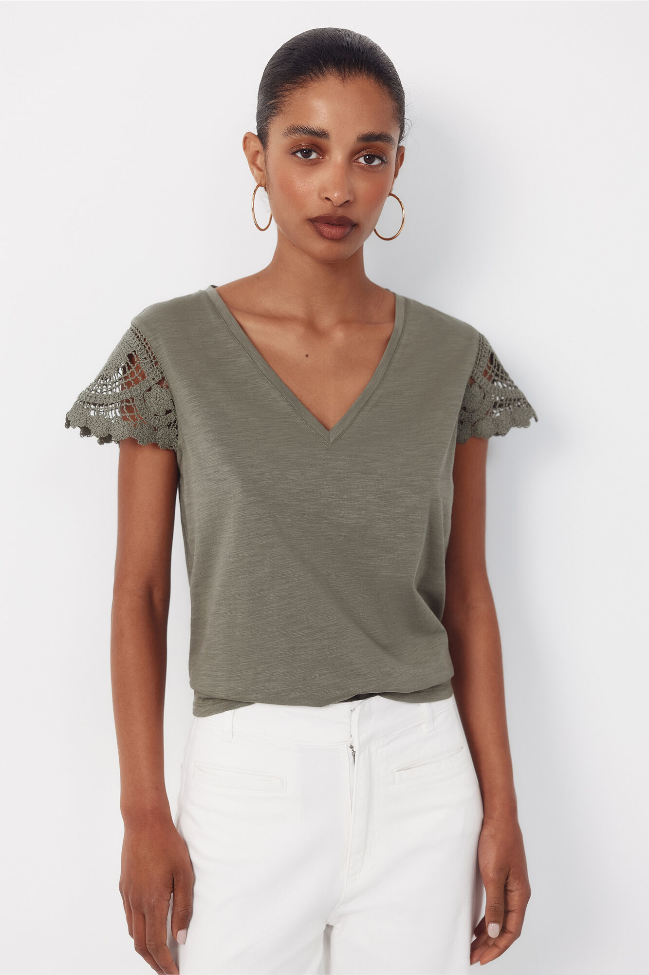 Cortefiel Playera manga crochet