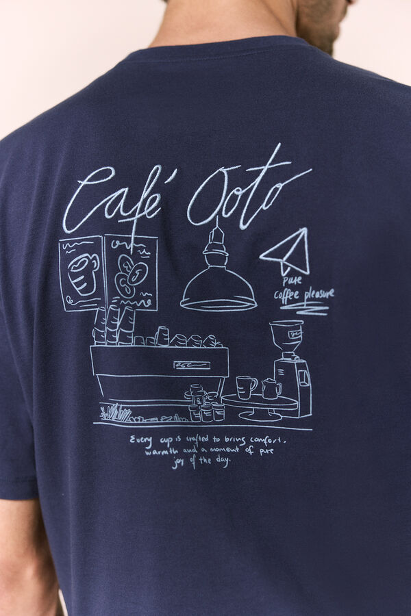 OOTO Camiseta gr&aacute;fica lavada Azul