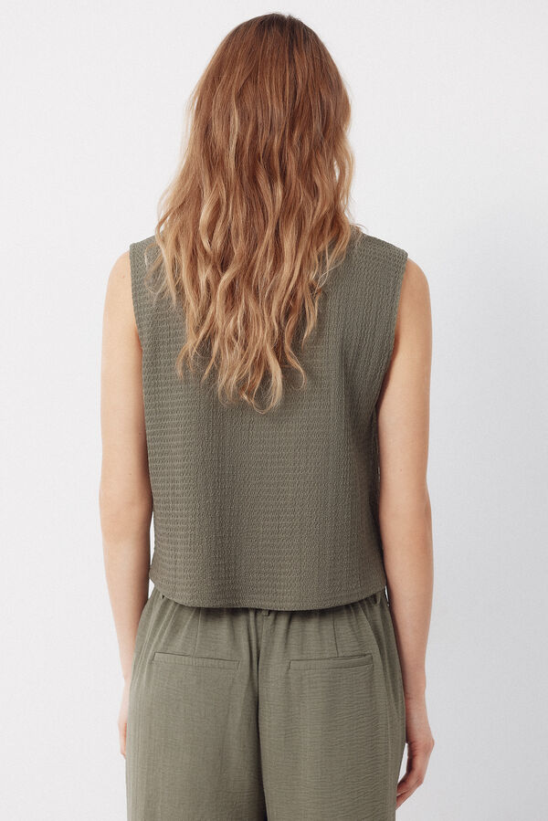 Cortefiel Chaleco de punto con estructura Kaki