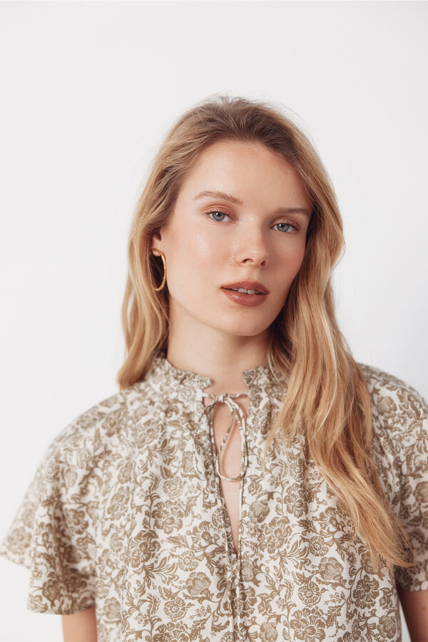 Cortefiel Blusa manga rangl&aacute;n Estampado verde