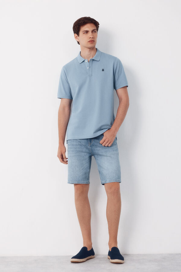 Cortefiel Polo b&aacute;sico piqu&eacute; Azul