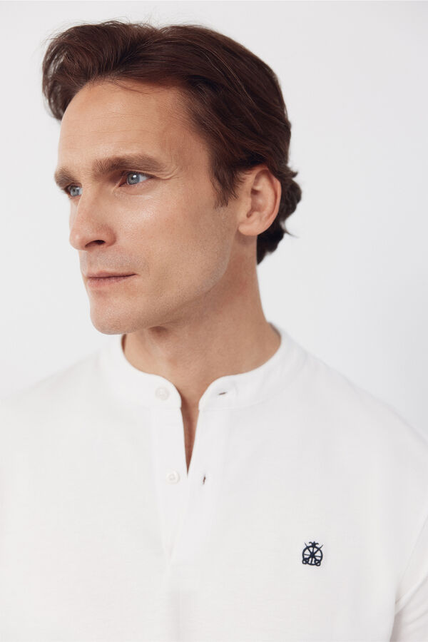 Cortefiel Polo cuello mao Blanco