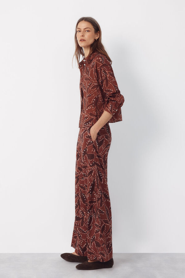 Cortefiel Camisa estampada Estampado marr&oacute;n