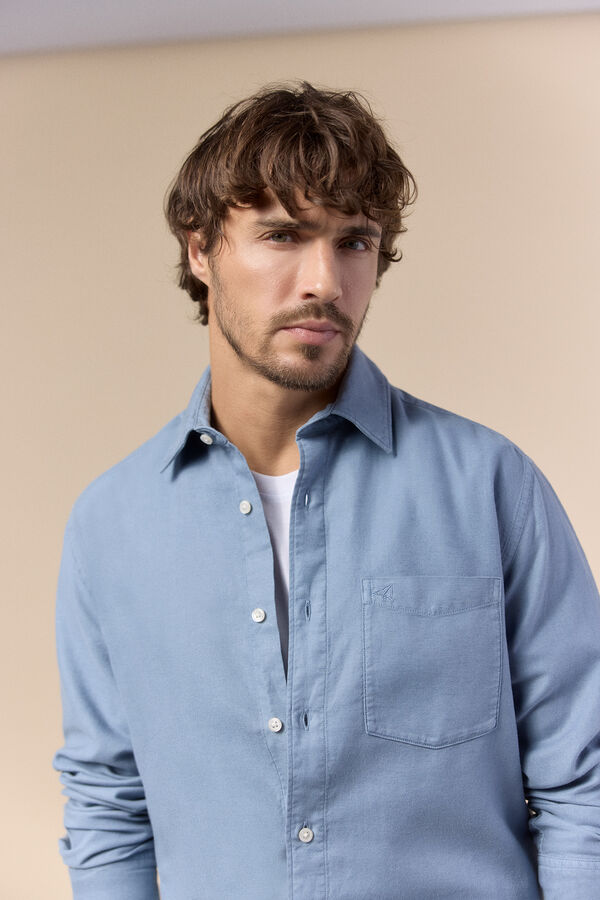 OOTO Camisa lisa fluida Azul