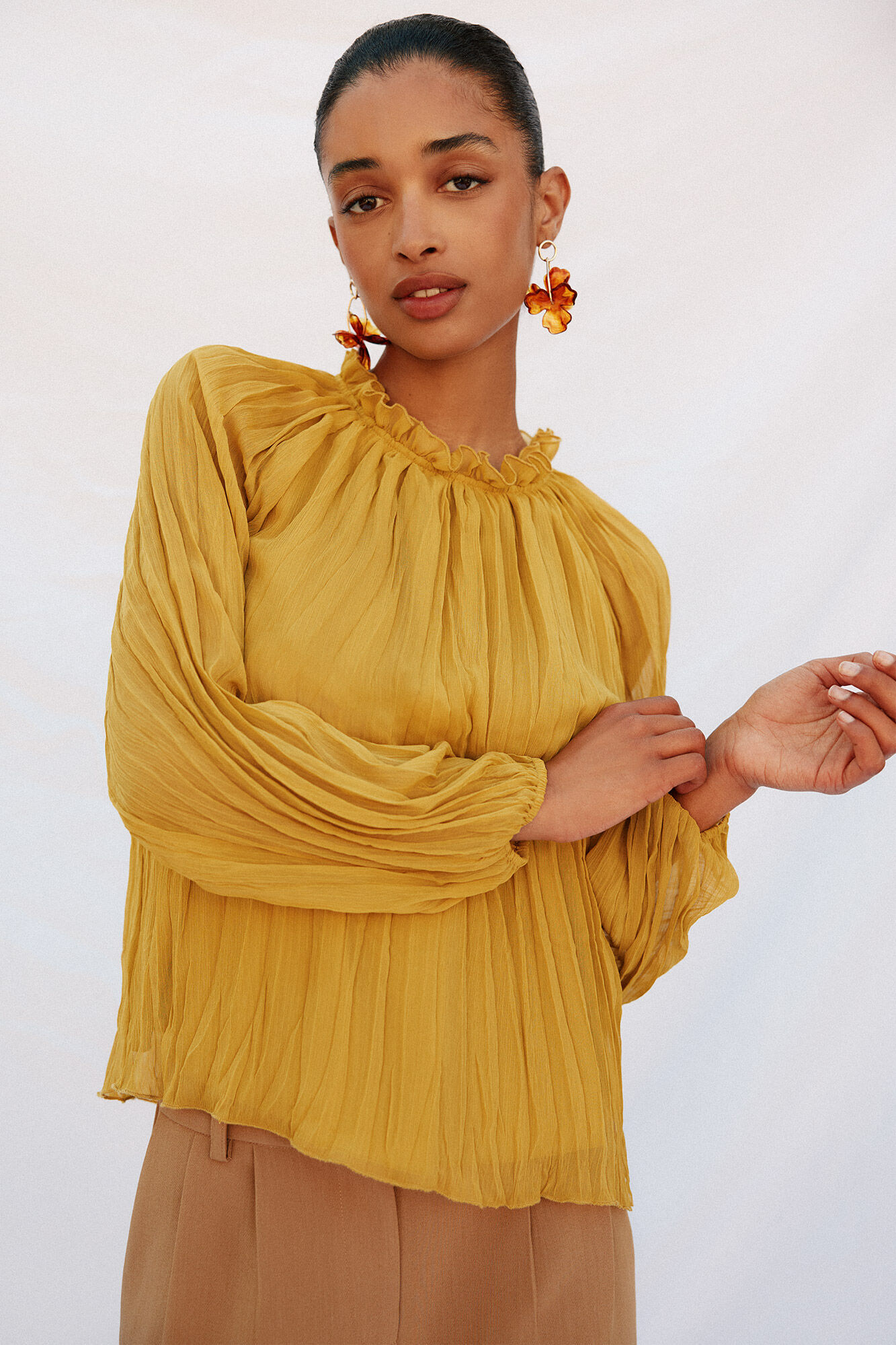 Cortefiel Blusa frunces fluida