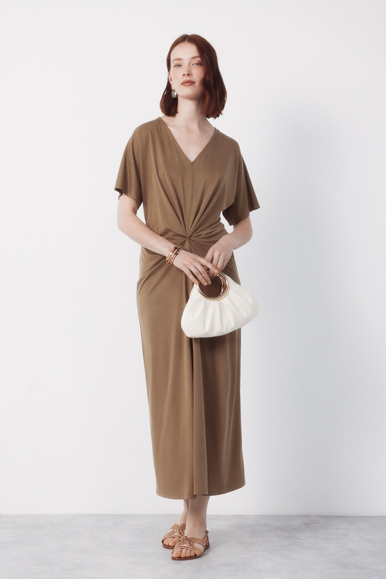 Cortefiel Vestido largo con nudo