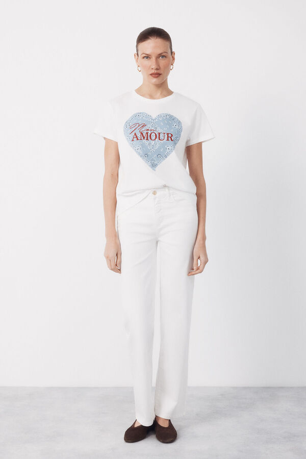 Cortefiel Playera con estampado posicional Azul