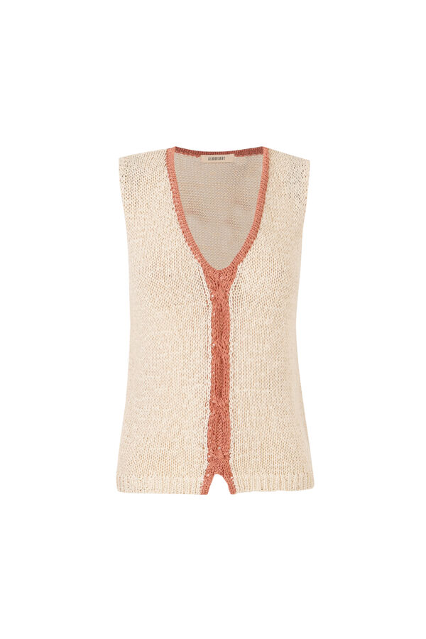 Slowlove Top de punto con contraste Coral