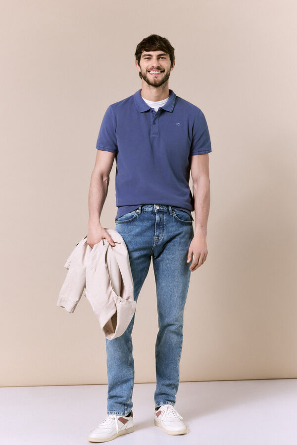 OOTO Polo b&aacute;sico piqu&eacute; lavado Azul