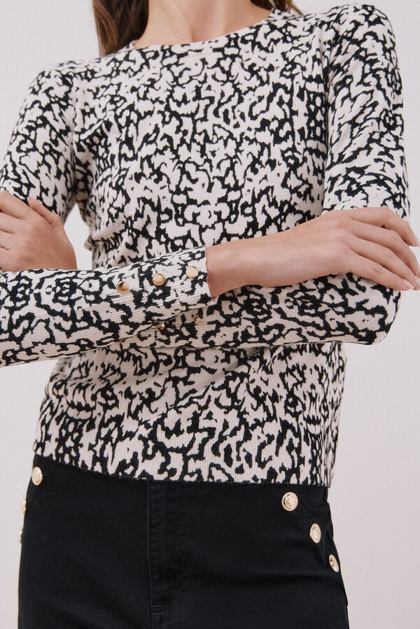 Cortefiel Su&eacute;ter de punto estampado Negro