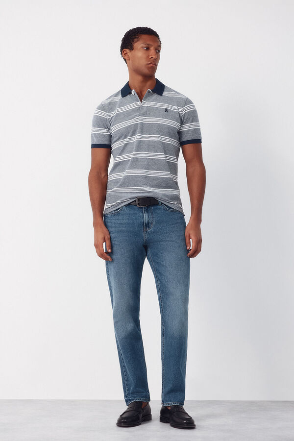 Cortefiel Polo oxford de rayas Gris