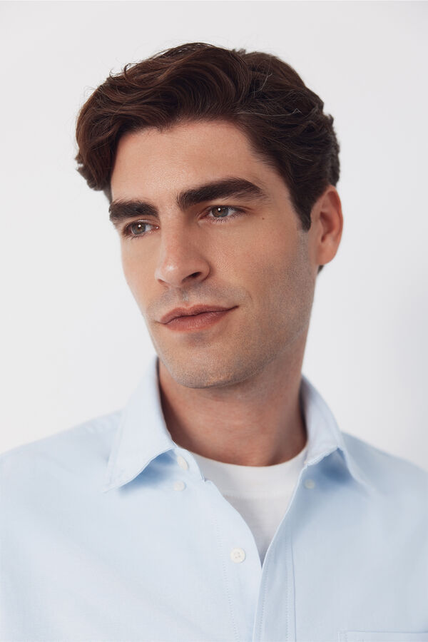 Cortefiel Camisa oxford lisa Azul