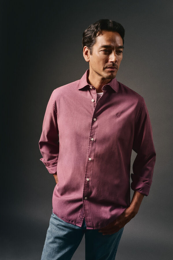 OOTO Camisa twill liso tencel algod&oacute;n Vino