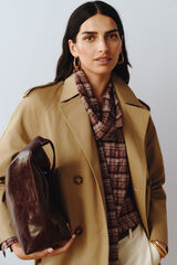 Cortefiel Blusa con lazo estampado a cuadros Multicolor