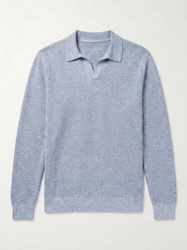 Cortefiel Jersey polo manga larga torzal Azul oscuro