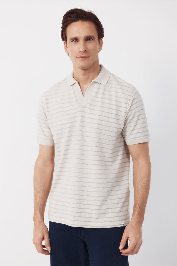 Cortefiel Polo estructura rayas Beige