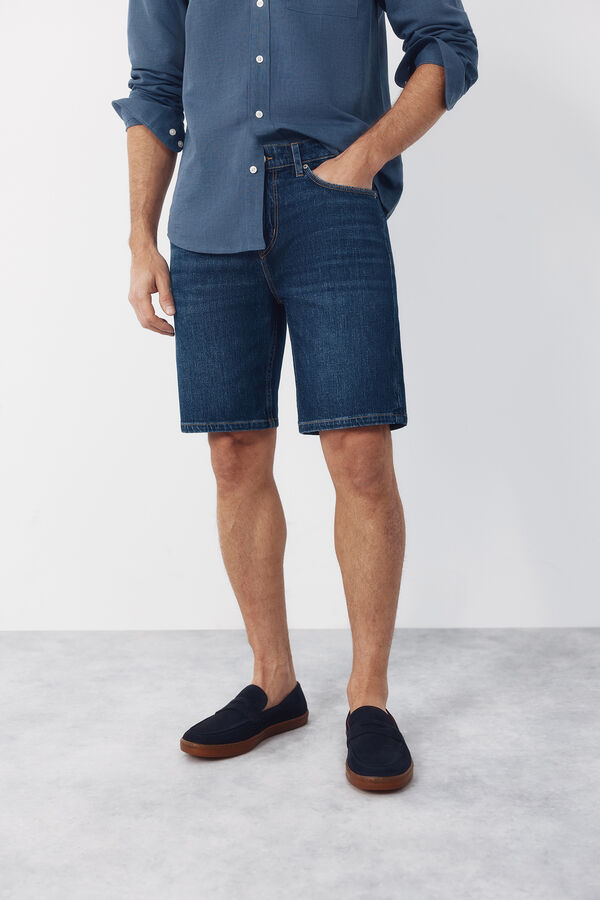 Cortefiel Bermuda denim regular Azul oscuro