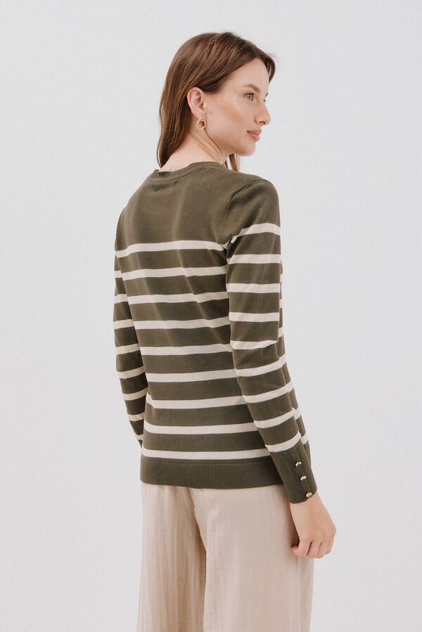 Cortefiel Su&eacute;ter de rayas Kaki