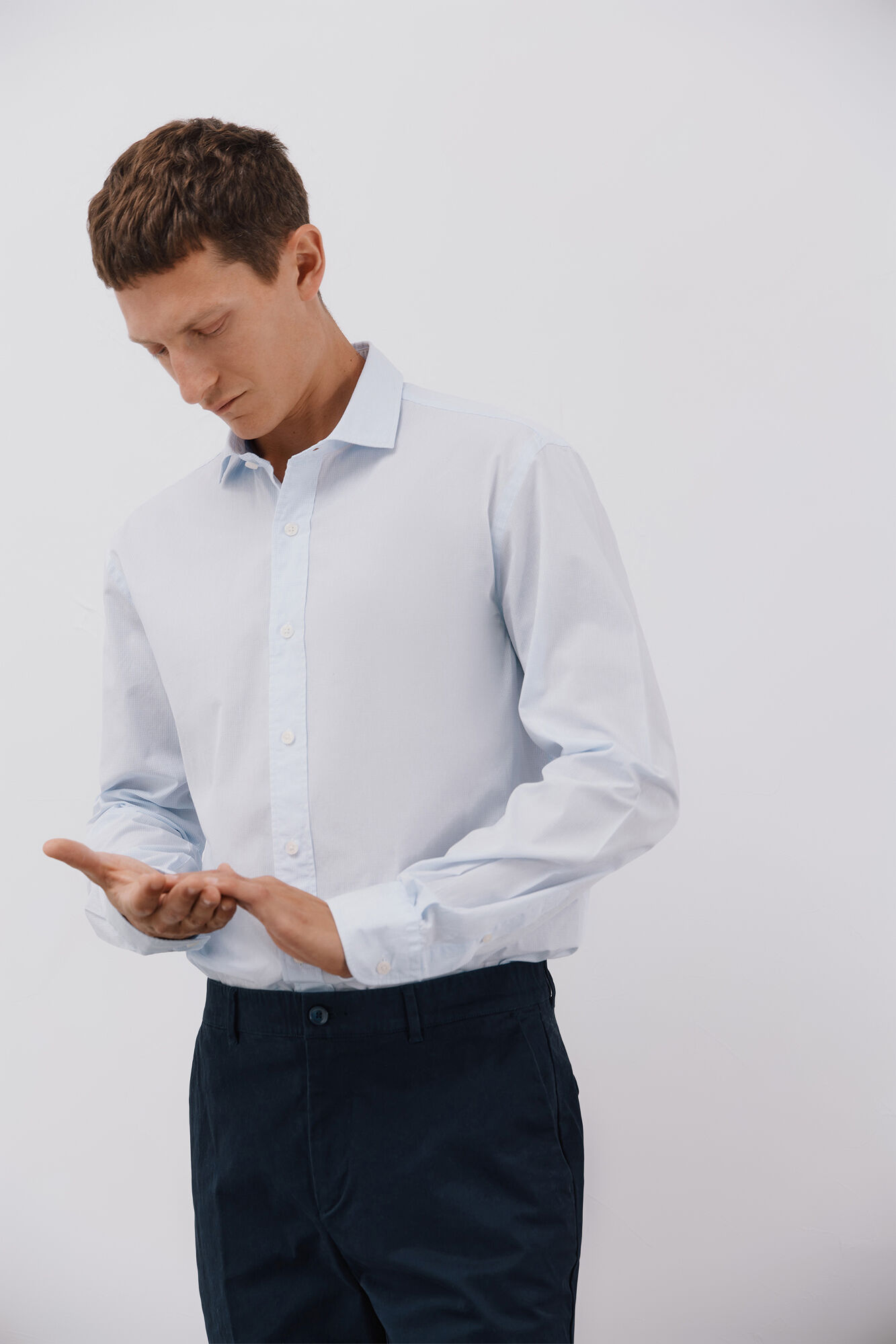 Cortefiel Camisa microcuadro algod&oacute;n