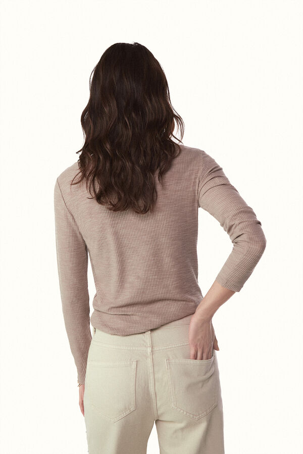 Slowlove Top con estructura y detalle de blonda Marr&oacute;n