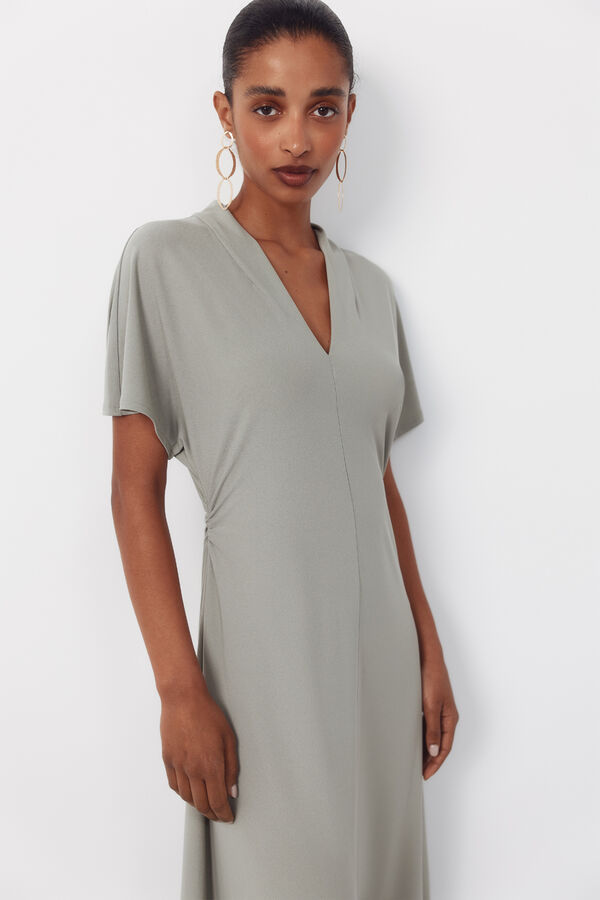 Cortefiel Vestido estampado Kaki