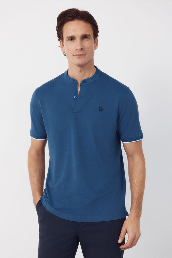Cortefiel Polo cuello mao Azul