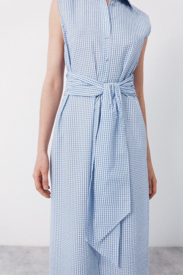 Cortefiel Vestido camisero vichy Azul