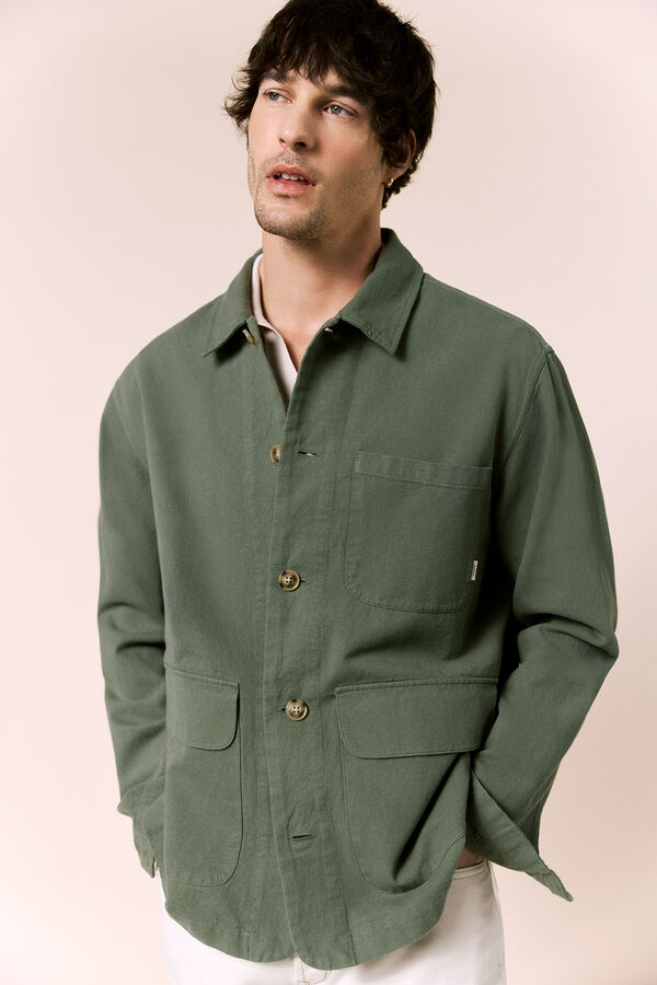 OOTO Sobrecamisa algod&oacute;n lino Kaki
