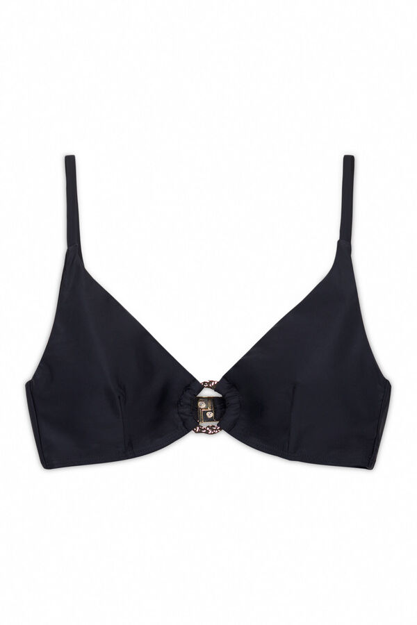 Cortefiel Top bikini argolla dorada Negro