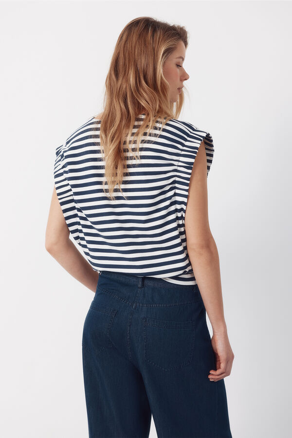 Cortefiel Playera con frunce en la sisa Estampado azul