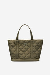 Cortefiel Bolsa shopper de nylon con logo gris Kaki