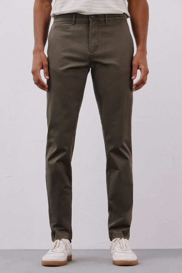Cortefiel Pantal&oacute;n chino ligero slim fit Kaki