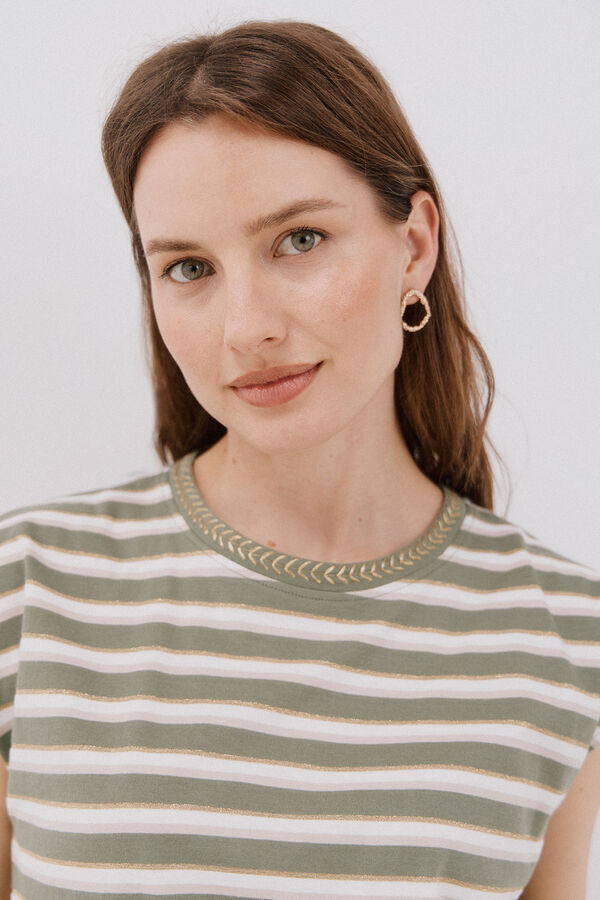 Cortefiel Playera escote en pico Verde