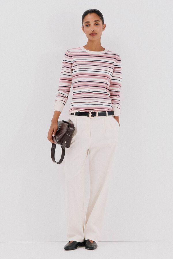 Cortefiel Su&eacute;ter de tejido fino de rayas Rosa