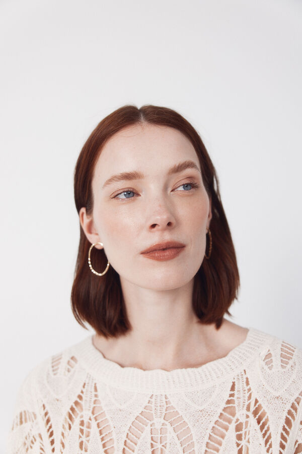 Cortefiel Vestido largo de crochet Blanco