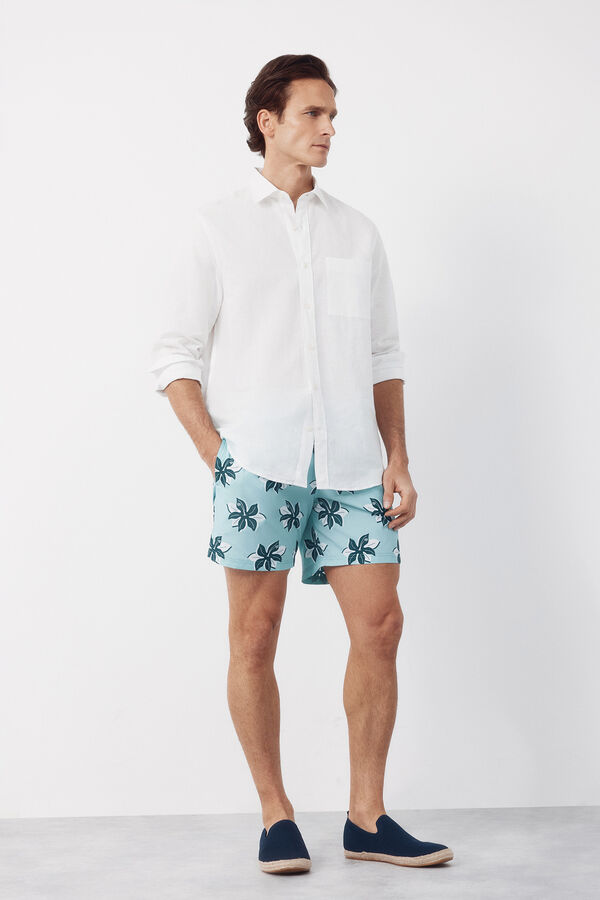 Cortefiel Ba&ntilde;ador estampado flores grandes Azul