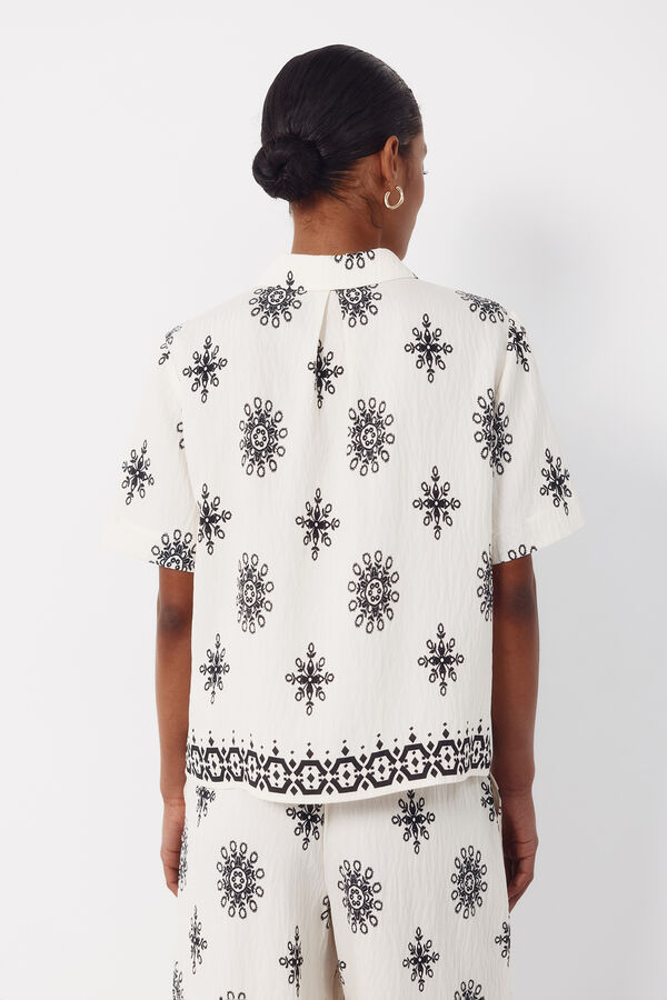 Cortefiel Camisa de manga corta estampada Estampado blanco