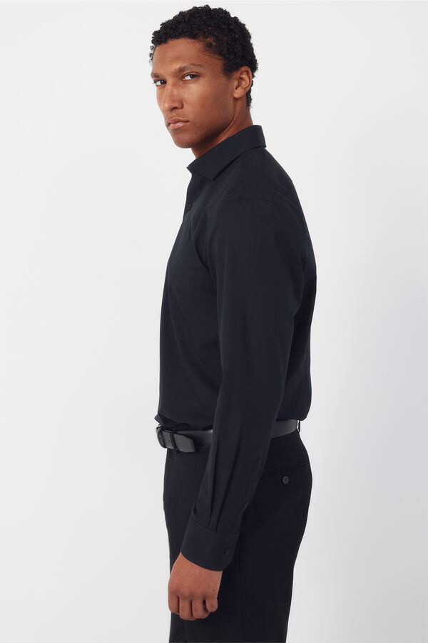 Cortefiel Camisa vestir otom&aacute;n slim fit f&aacute;cil plancha Negro