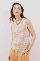 Cortefiel Top de lurex con estructura Marfil