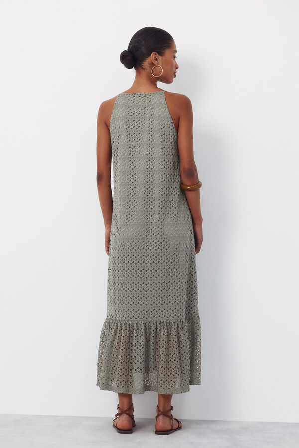 Cortefiel Vestido halter con estructura Kaki