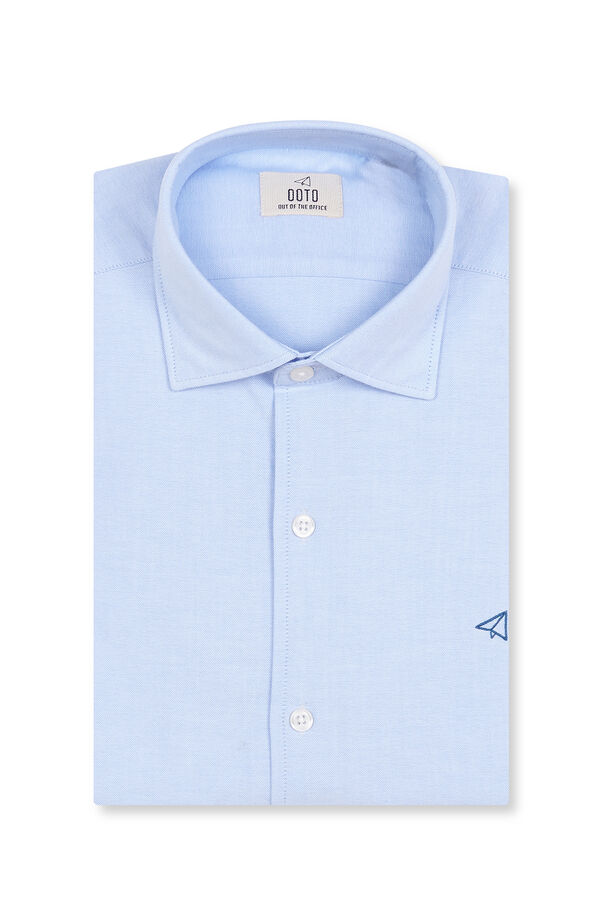 OOTO Camisa oxford liso manga larga Azul