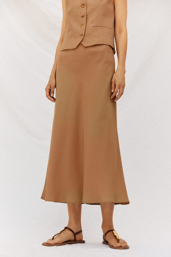 Cortefiel Pantal&oacute;n de vestir con cintur&oacute;n Camel