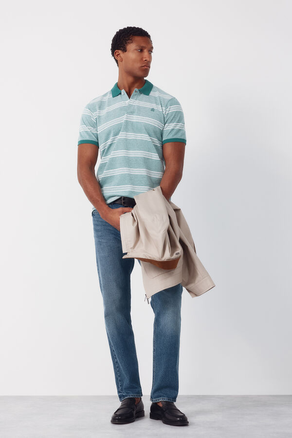 Cortefiel Polo oxford de rayas Verde