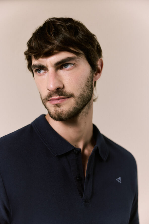 OOTO Polo b&aacute;sico piqu&eacute; lavado Azul marino