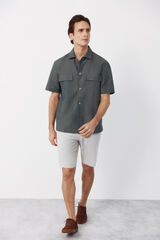 Cortefiel Bermuda tejido oxford Gris
