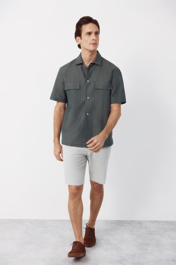 Cortefiel Bermuda tejido oxford Gris