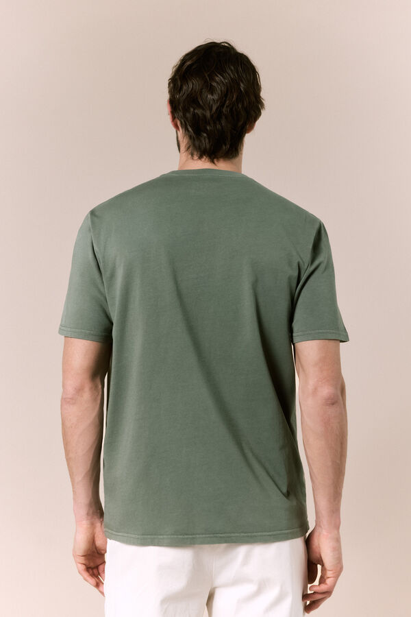 OOTO Camiseta b&aacute;sica lavada Kaki
