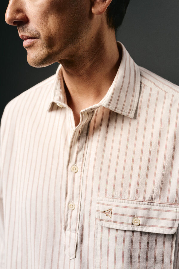 OOTO Polera de algod&oacute;n con lino Marfil