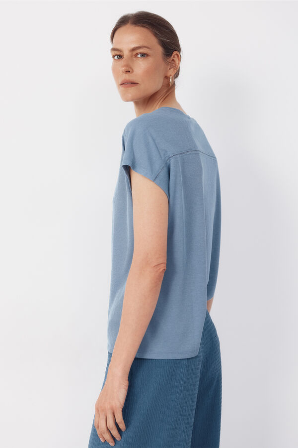 Cortefiel Playera con vainicas Azul