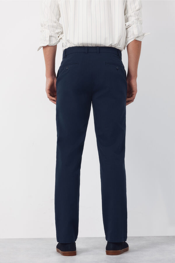 Cortefiel Pantal&oacute;n chino algod&oacute;n-lino regular Azul oscuro